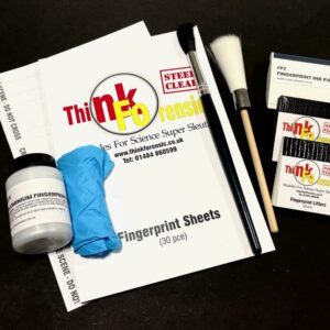 Professional fingerprint kit with tools for lifting, rolling, and classifying fingerprints, ideal for students, teachers, and forensic training