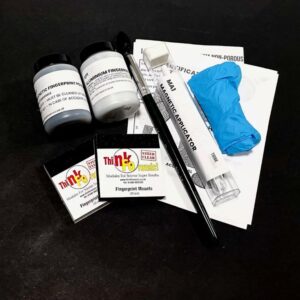Student fingerprint kit with professional development and lifting equipment for porous and non-porous surfaces, ideal for forensic science practice