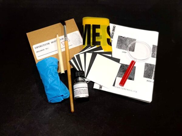 Crime Buster Detective Kit for children aged 6 and up, includes real fingerprint detection tools for fun, hands-on forensic science exploration